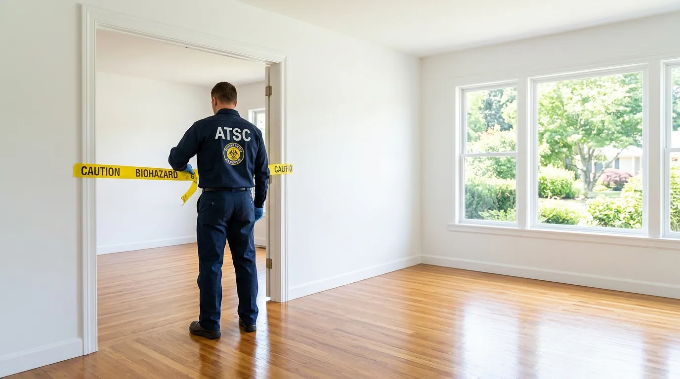 Certified biohazard cleanup crew performing Decomposition Cleanup in Emporia